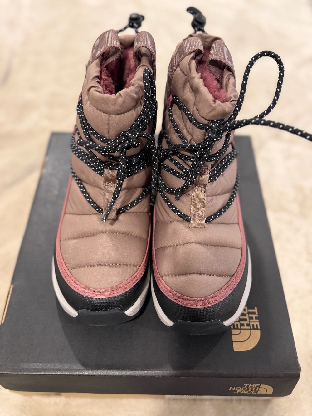 The North Face Women's Insulated Brown Winter Boots - Pink Trim